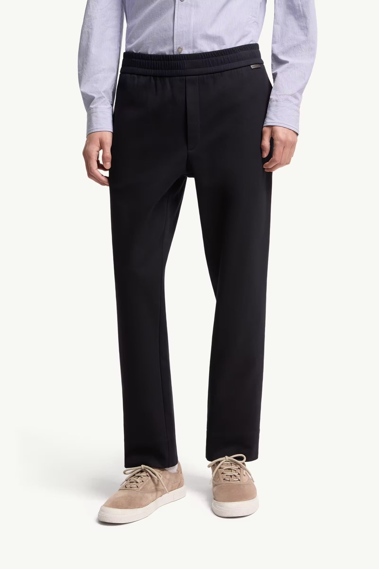 Leather logo cotton blend track pants-MONCLER-Verso