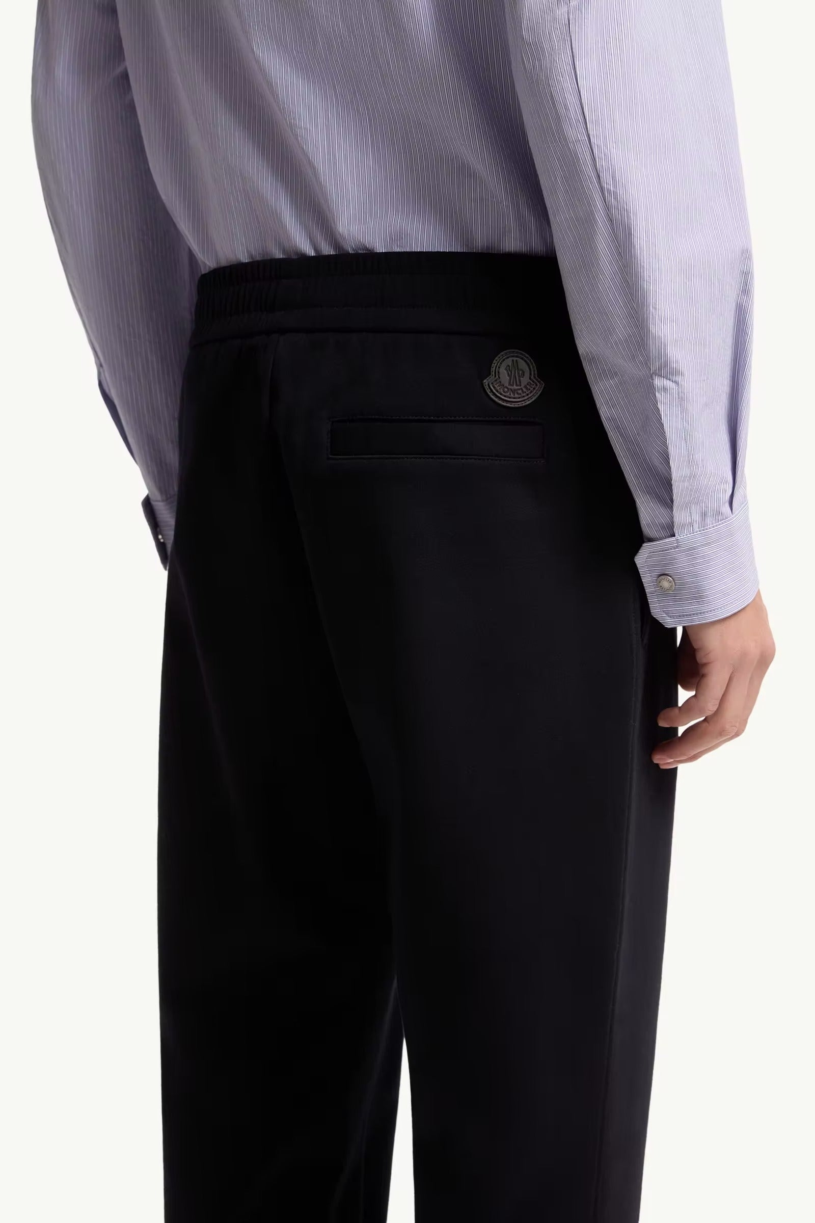 Leather logo cotton blend track pants-MONCLER-Verso