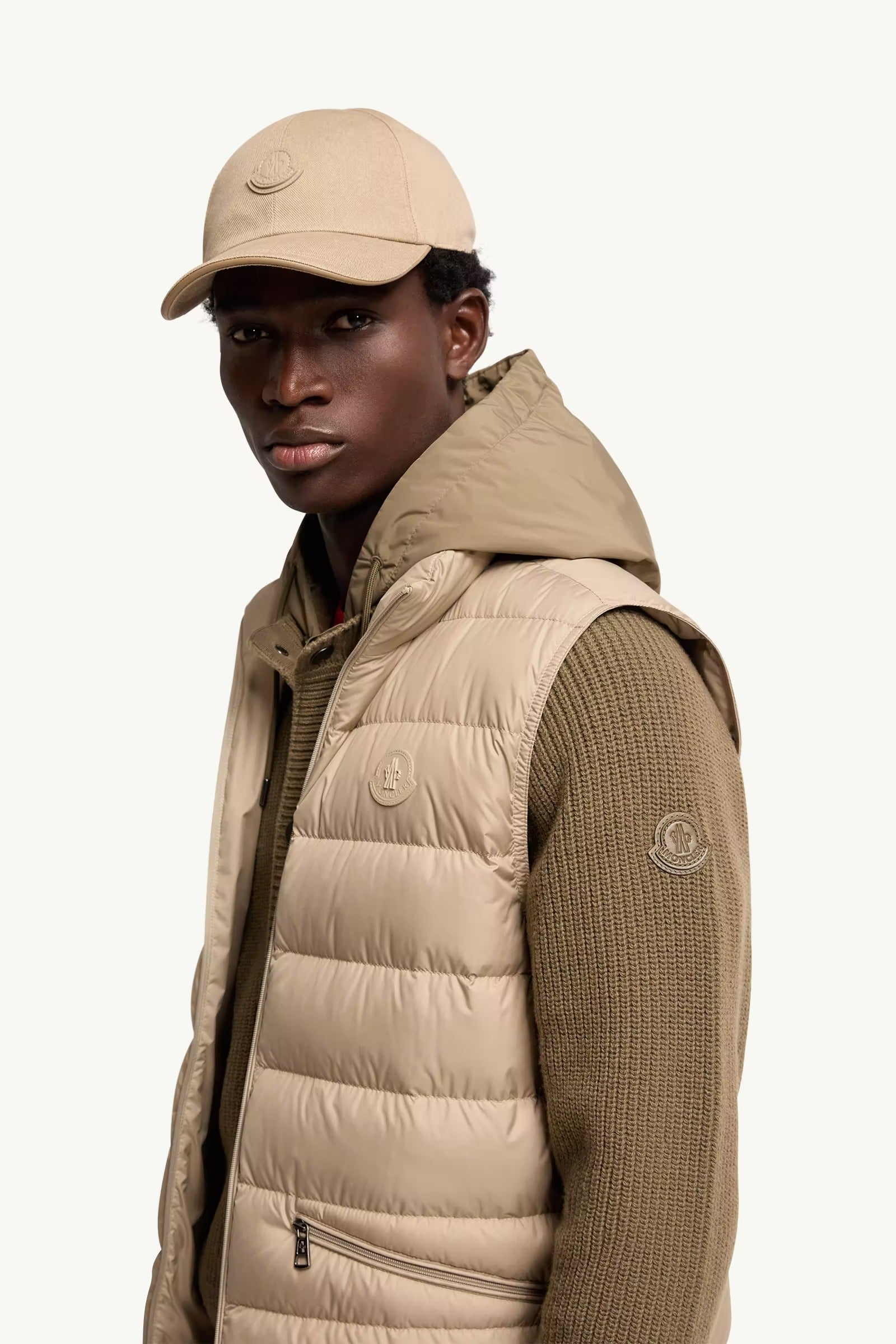 Leather logo cotton gabardine baseball cap-MONCLER-Verso