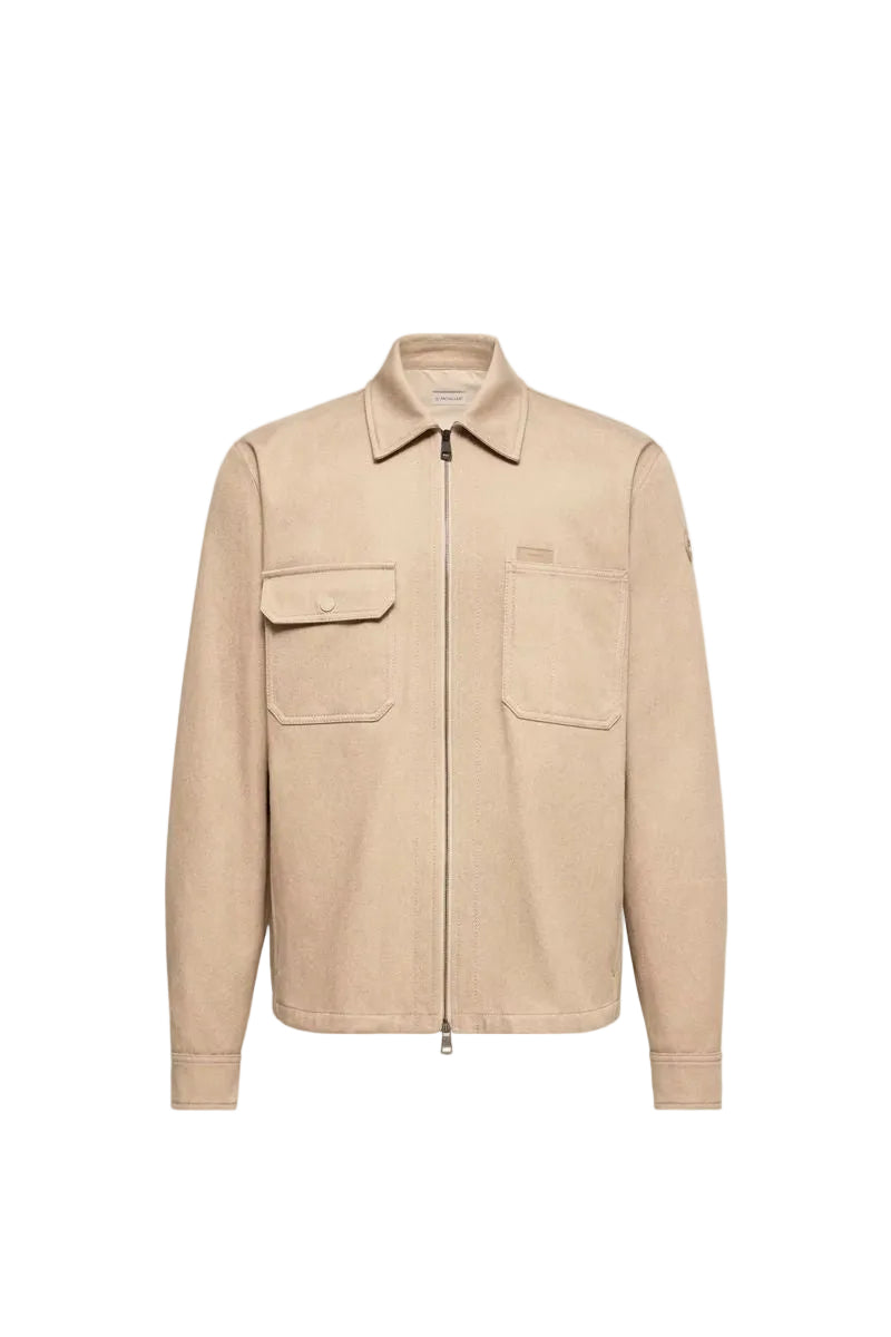 Leather logo cotton shirt jacket-MONCLER-312578-S-Verso