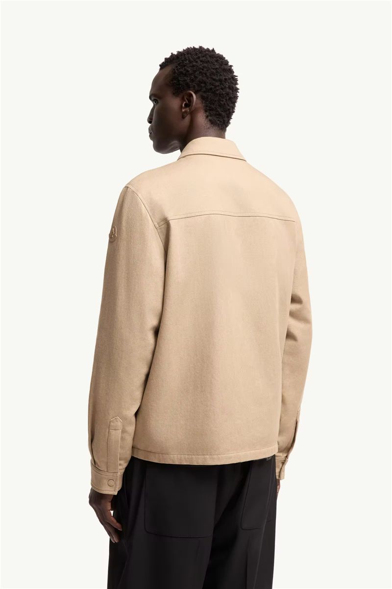 Leather logo cotton shirt jacket-MONCLER-Verso