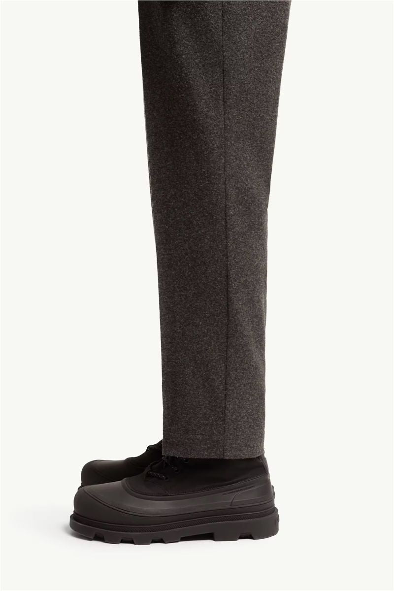 Leather logo flannel trousers-MONCLER-Verso