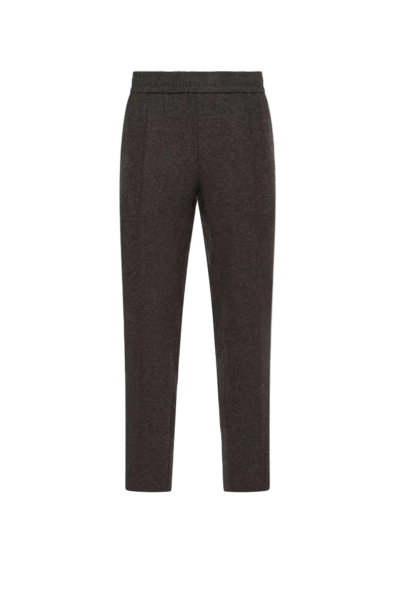 Leather logo flannel trousers-MONCLER-312636-S-Verso