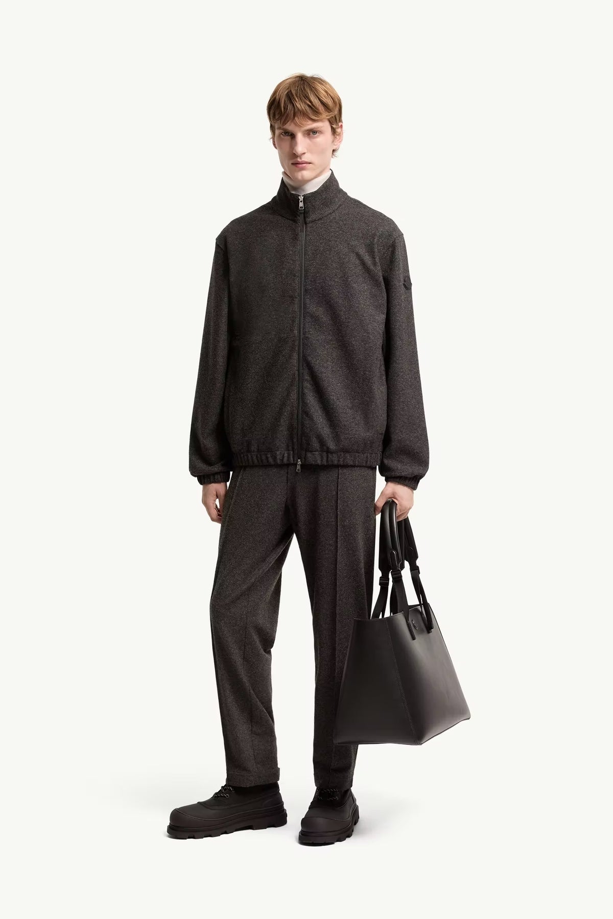 Leather logo zip-up cardigan-MONCLER-Verso