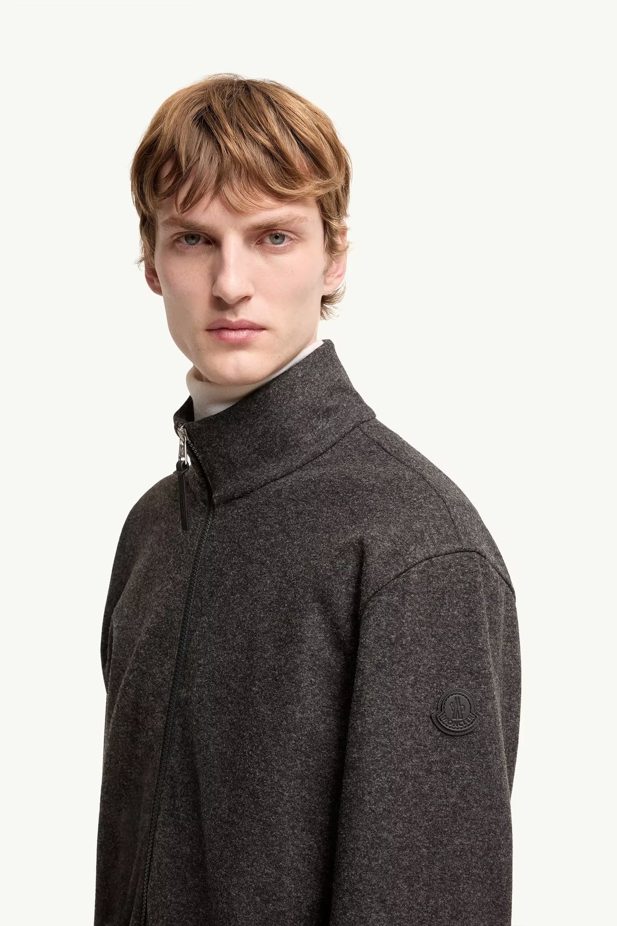 Leather logo zip-up cardigan-MONCLER-Verso