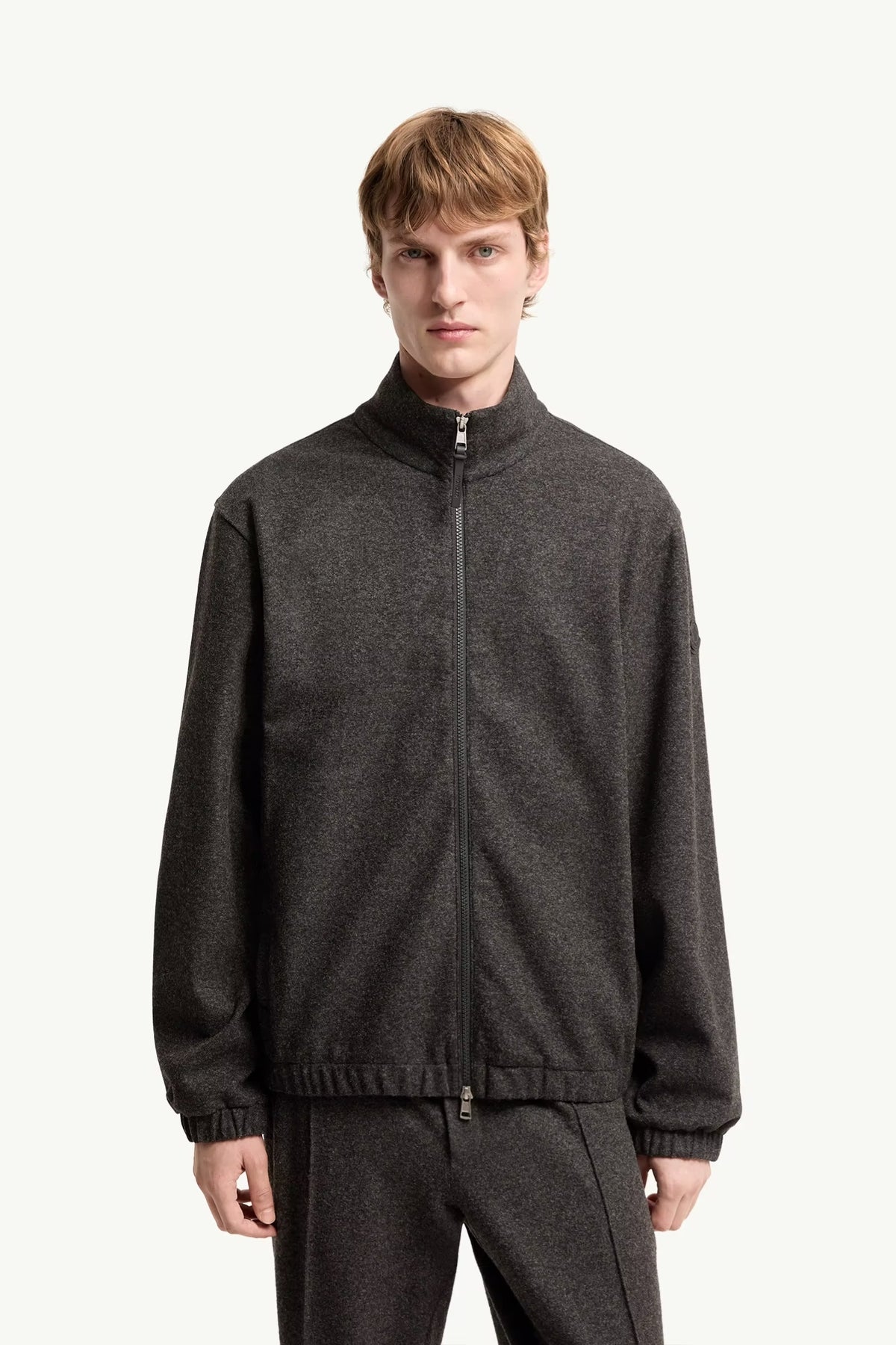 Leather logo zip-up cardigan-MONCLER-Verso