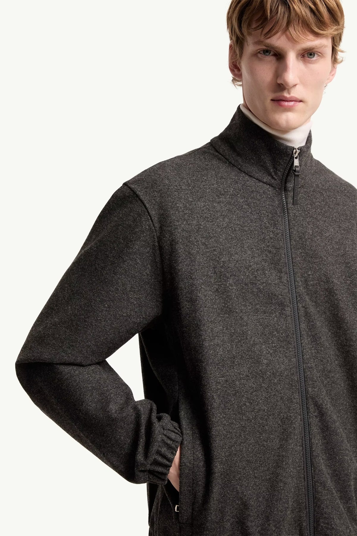 Leather logo zip-up cardigan-MONCLER-Verso
