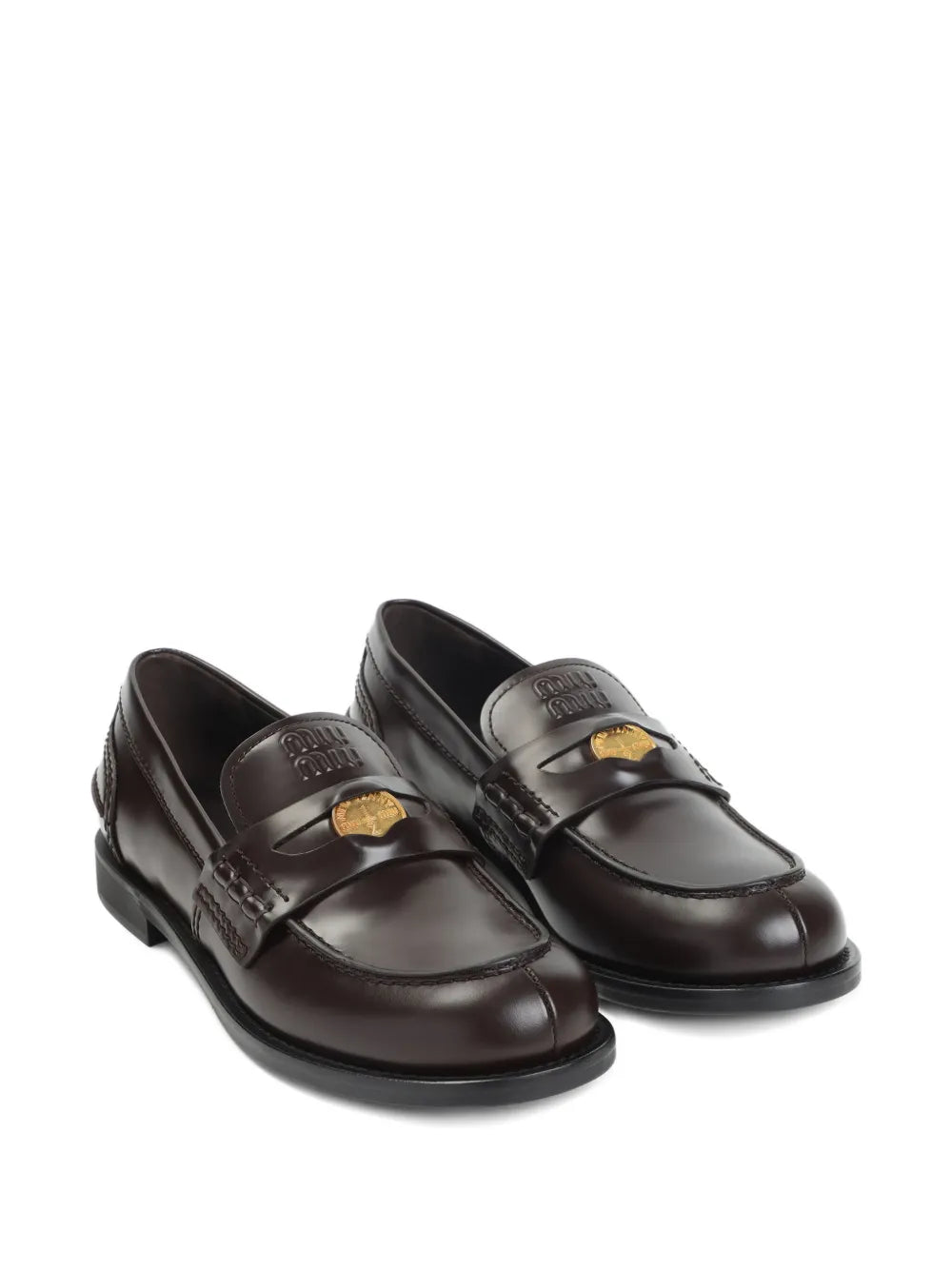 Leather penny loafers-MIU MIU-Verso