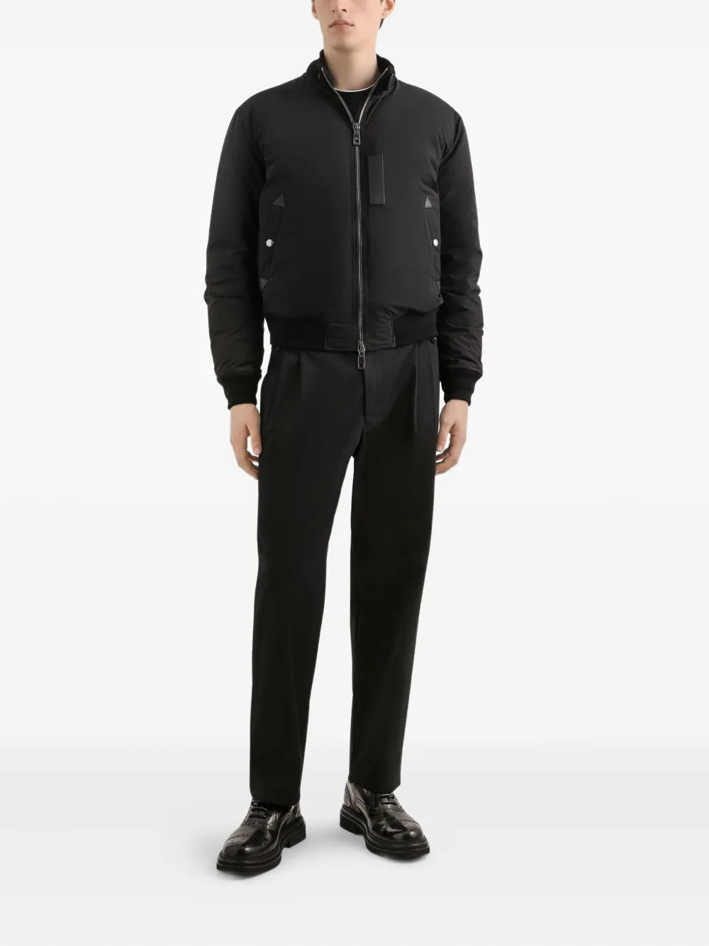Leather-trimmed Bomber Jacket-DOLCE & GABBANA-Verso