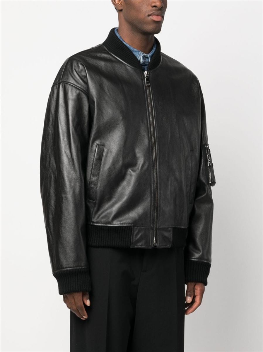 LEATHER ZIP-UP BOMBER JACKET DOLCE & GABBANA