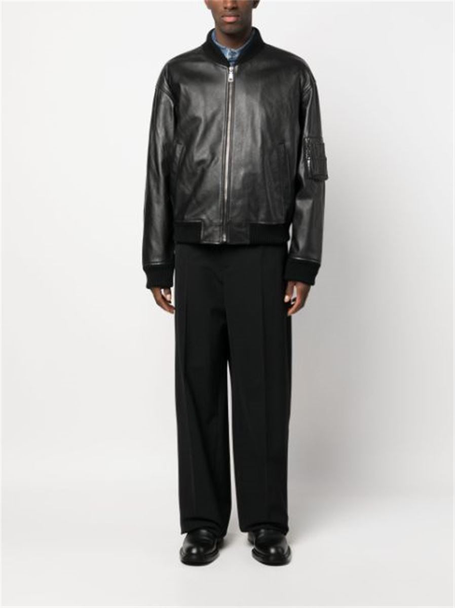 LEATHER ZIP-UP BOMBER JACKET DOLCE & GABBANA
