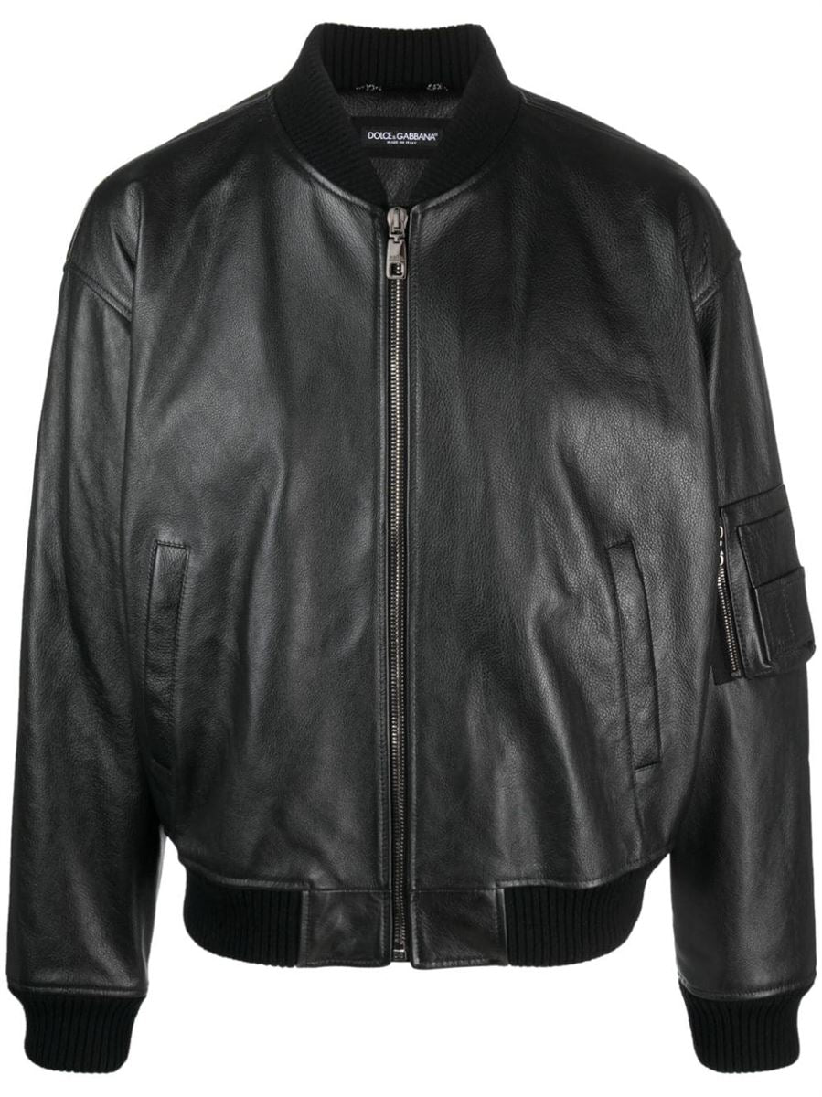LEATHER ZIP-UP BOMBER JACKET DOLCE & GABBANA