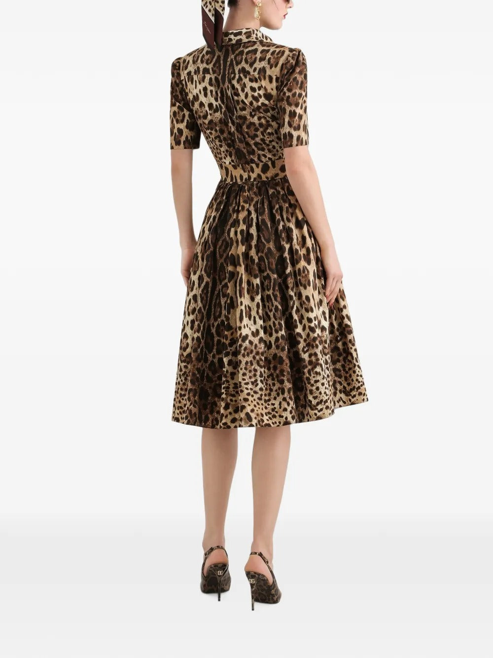 Leo-print poplin shirt dress-DOLCE&GABBANA-Verso