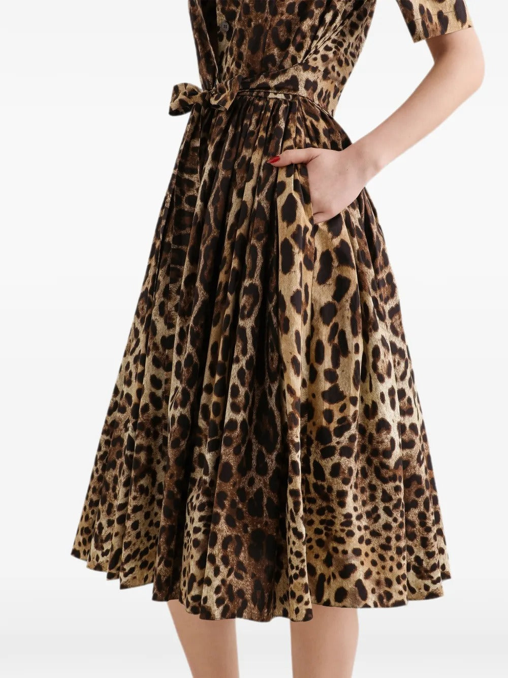 Leo-print poplin shirt dress-DOLCE&GABBANA-Verso