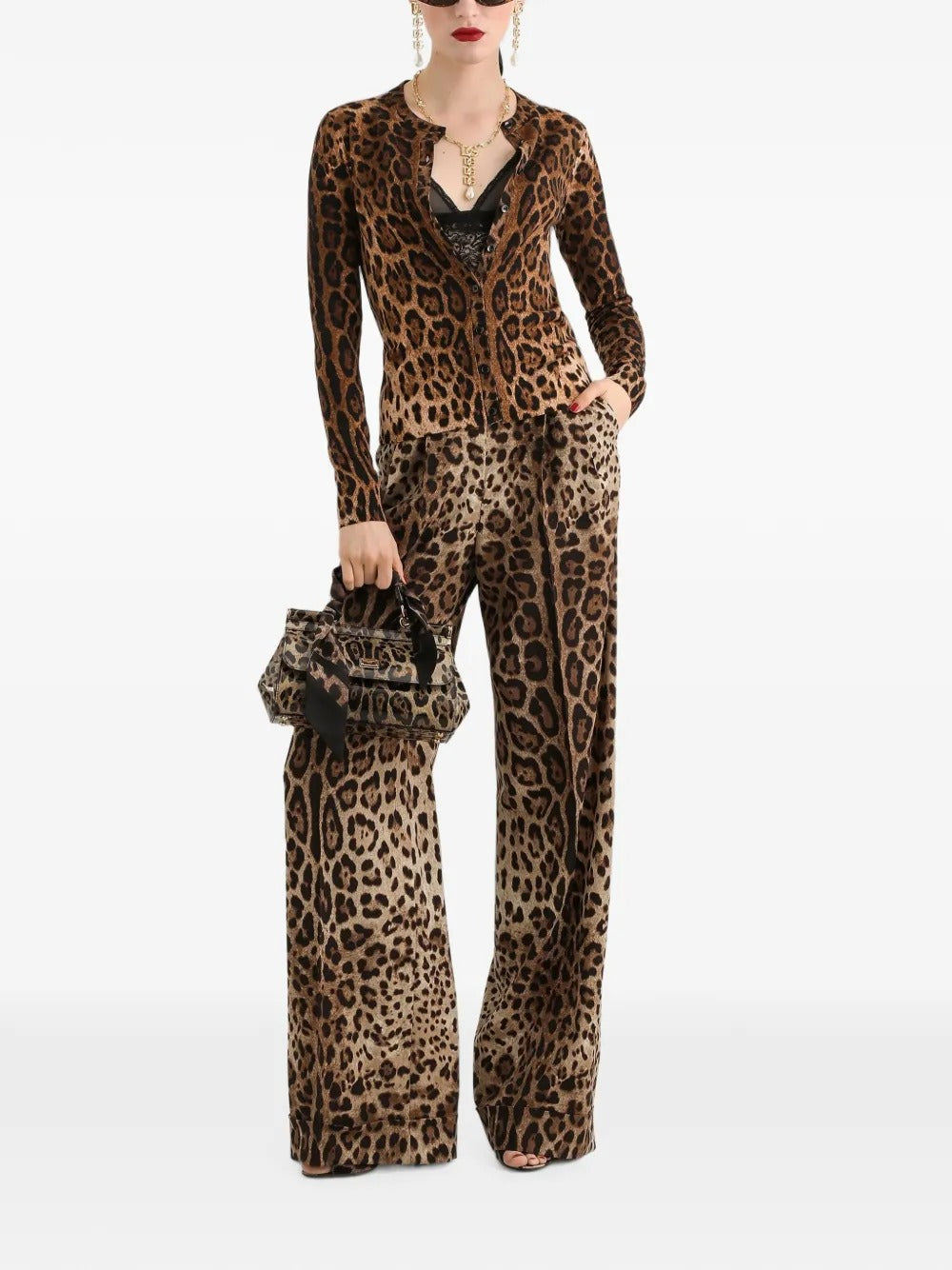 Leo-print wool cardigan-DOLCE&GABBANA-Verso