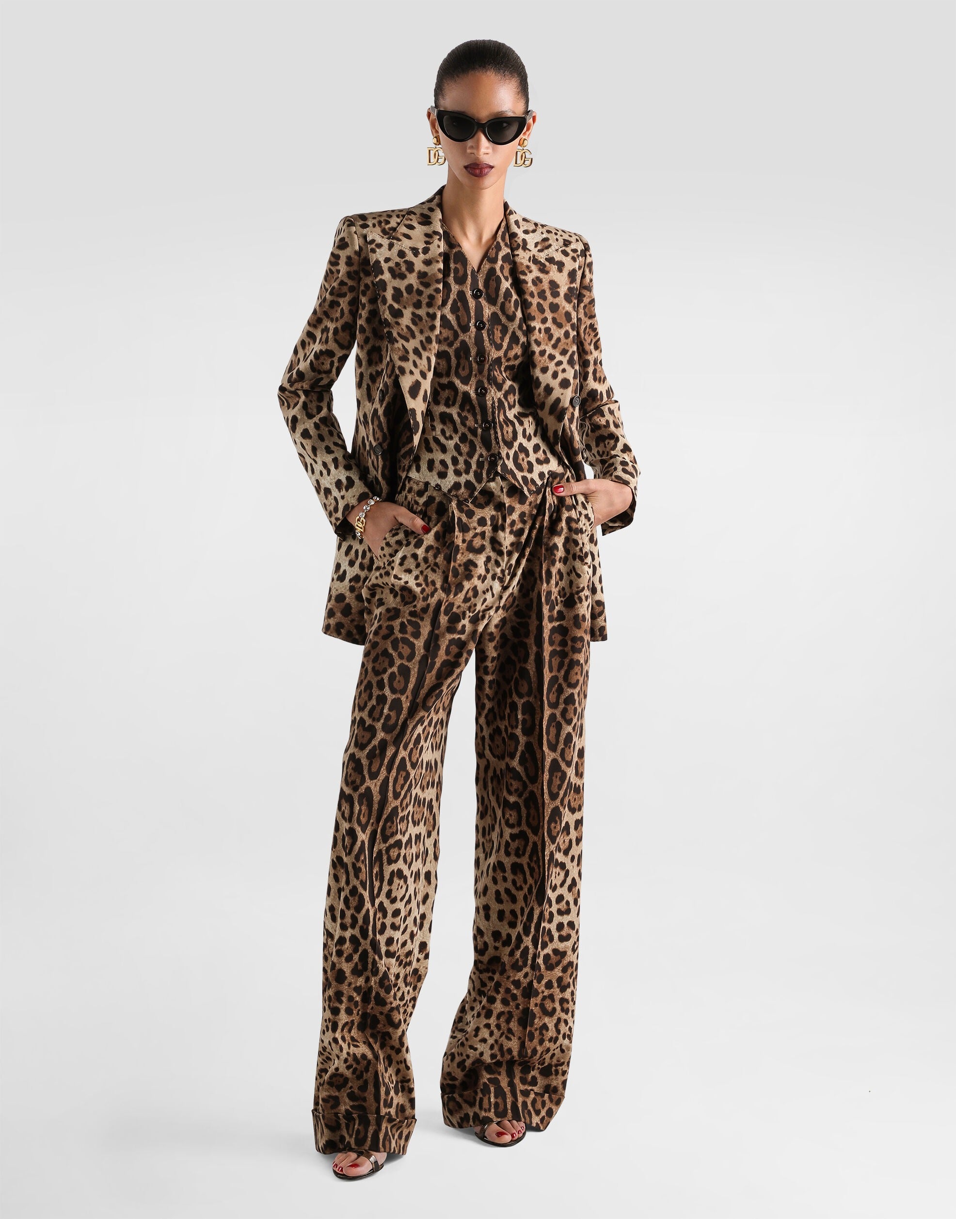 Leo-Print Wool Trousers
