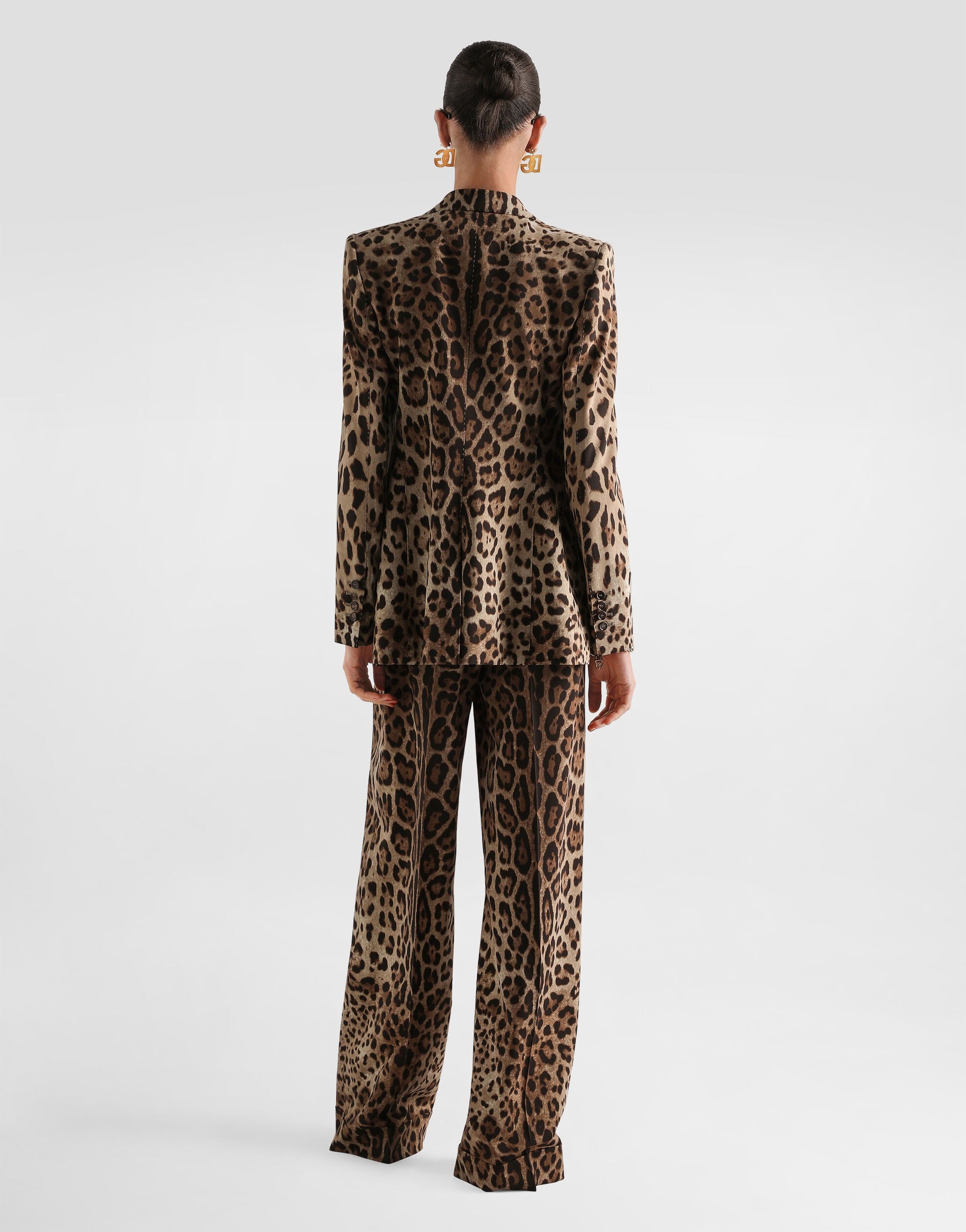 Leo-Print Wool Trousers