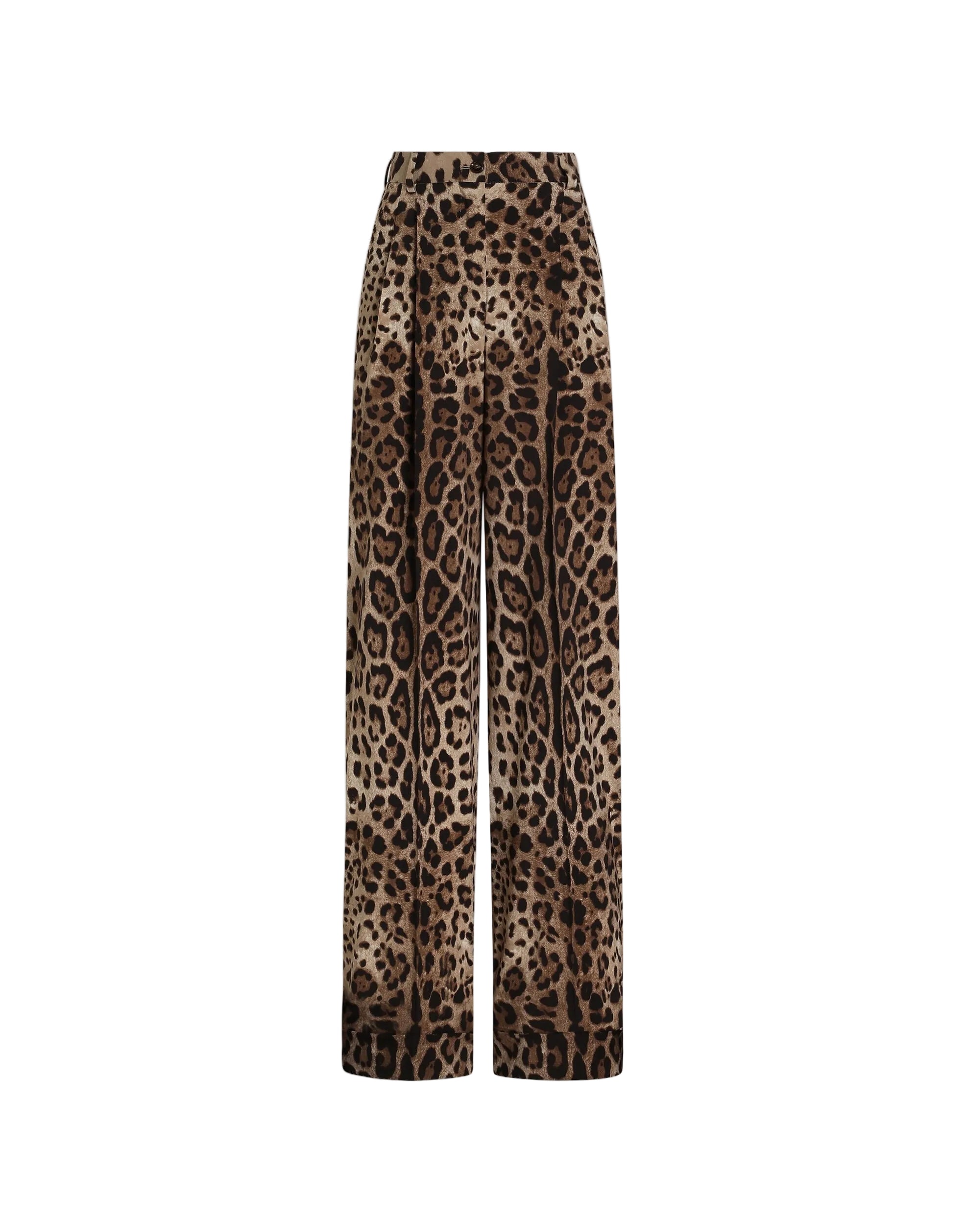 Leo-Print Wool Trousers