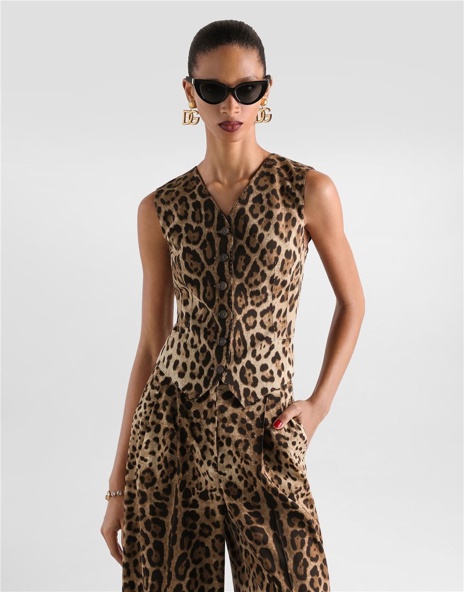 Leo-print wool vest-DOLCE&GABBANA-Verso