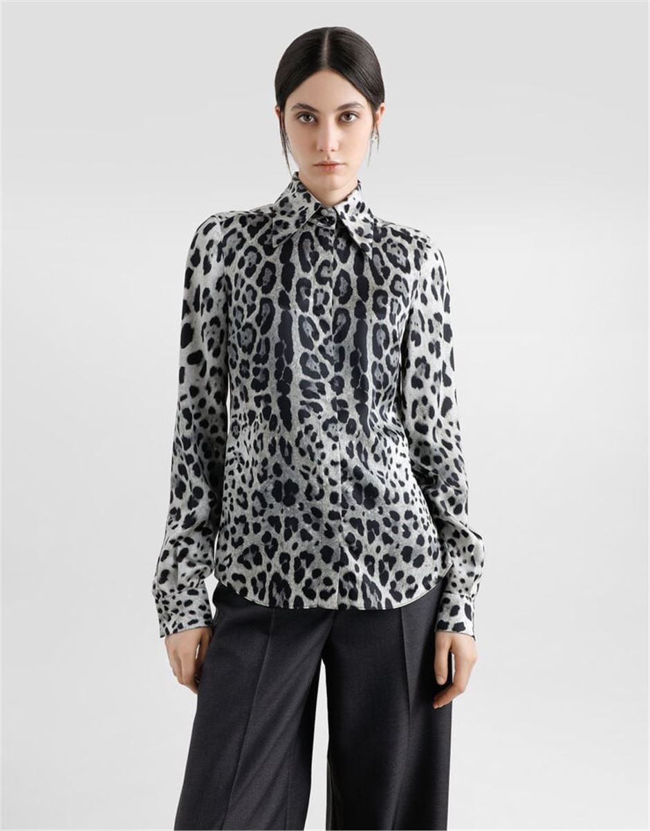 LEOPARD-PRINT SILK SATIN SHIRT - DOLCE & GABBANA - Verso