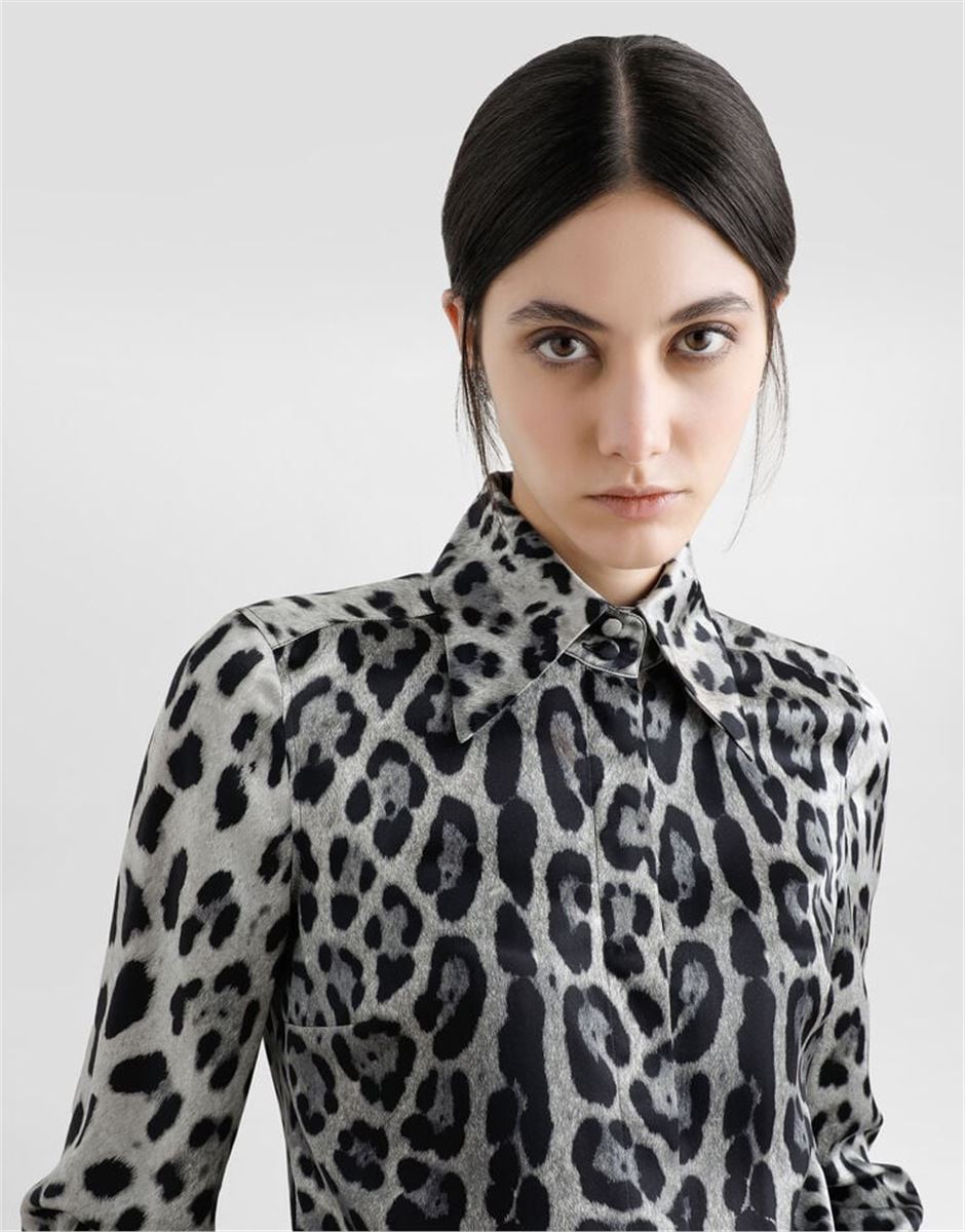 LEOPARD-PRINT SILK SATIN SHIRT - DOLCE & GABBANA - Verso