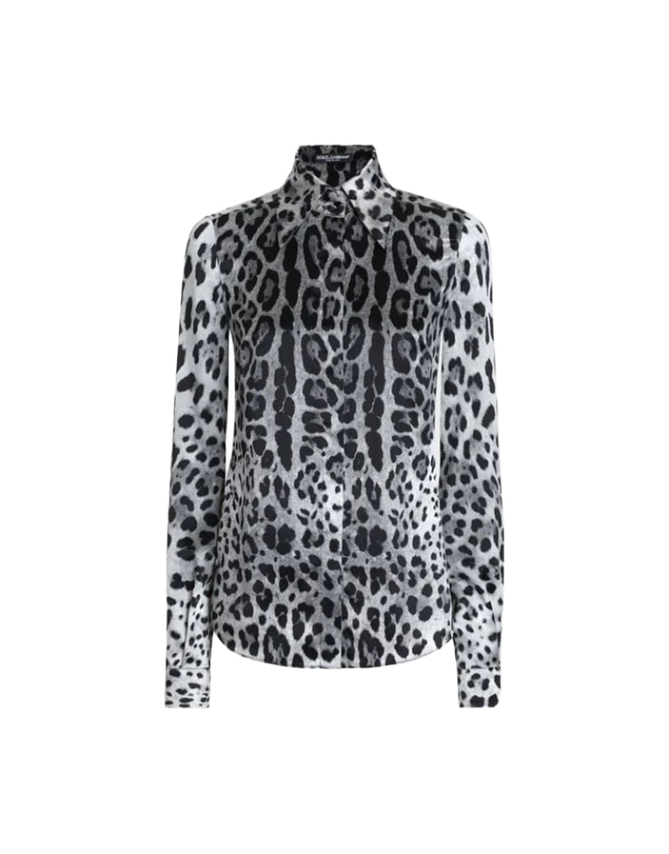 LEOPARD-PRINT SILK SATIN SHIRT - DOLCE & GABBANA - Verso