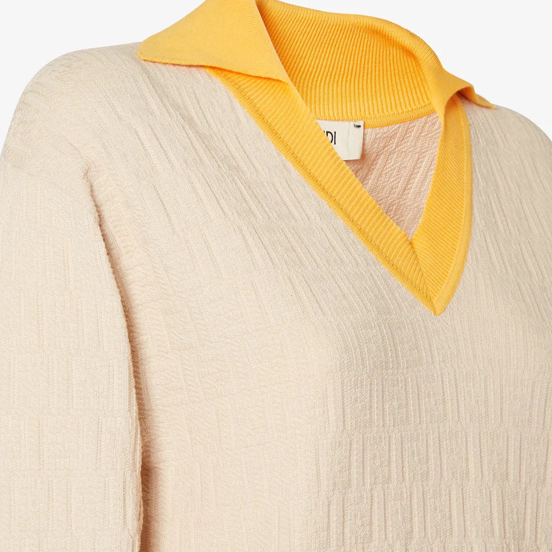 Light beige cotton and silk jumper-FENDI-Verso