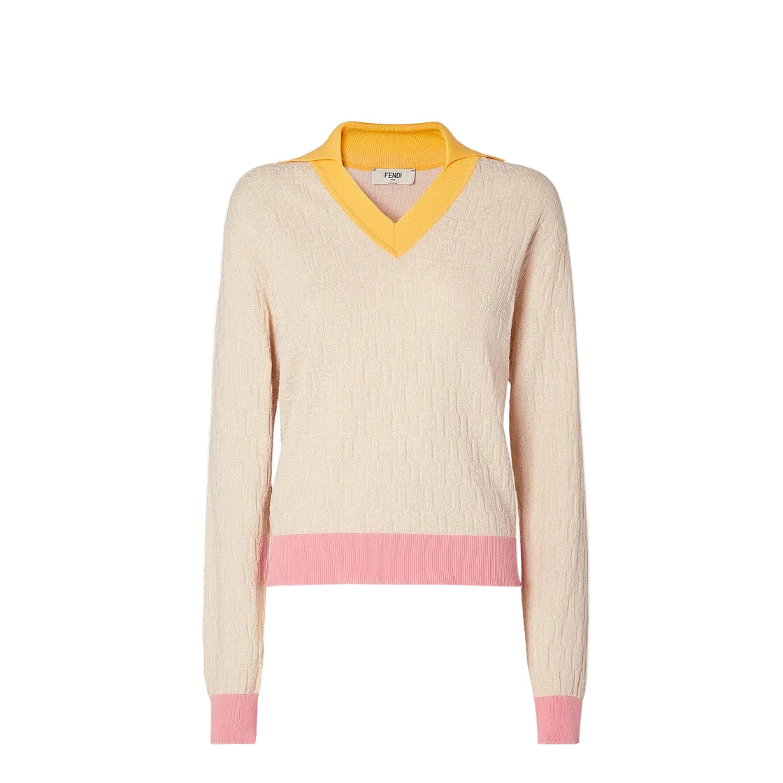 Light beige cotton and silk jumper-FENDI-308182-40-Verso