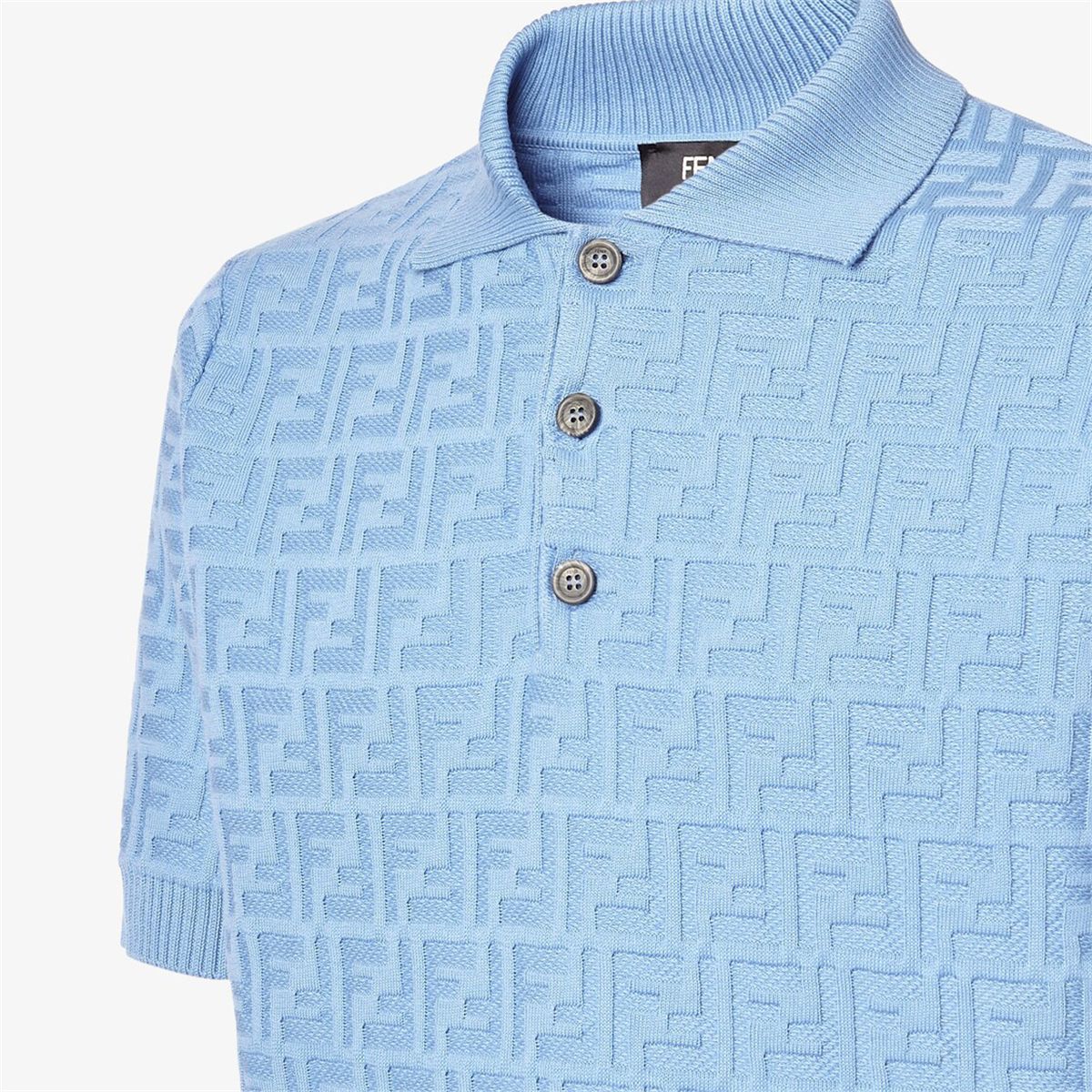 Light blue ff cotton polo shirt-FENDI-Verso