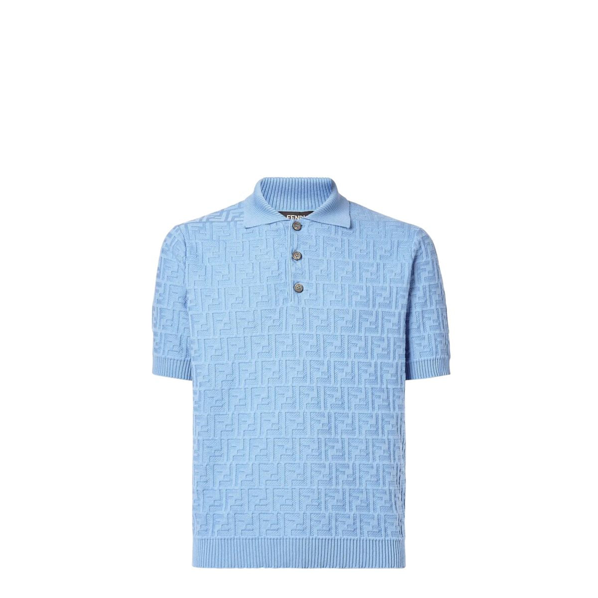Light blue ff cotton polo shirt-FENDI-Verso