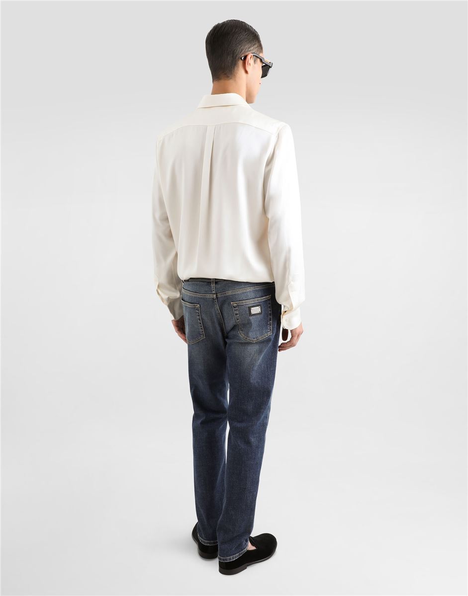 Light blue wash slim-fit stretch jeans-DOLCE & GABBANA-Verso