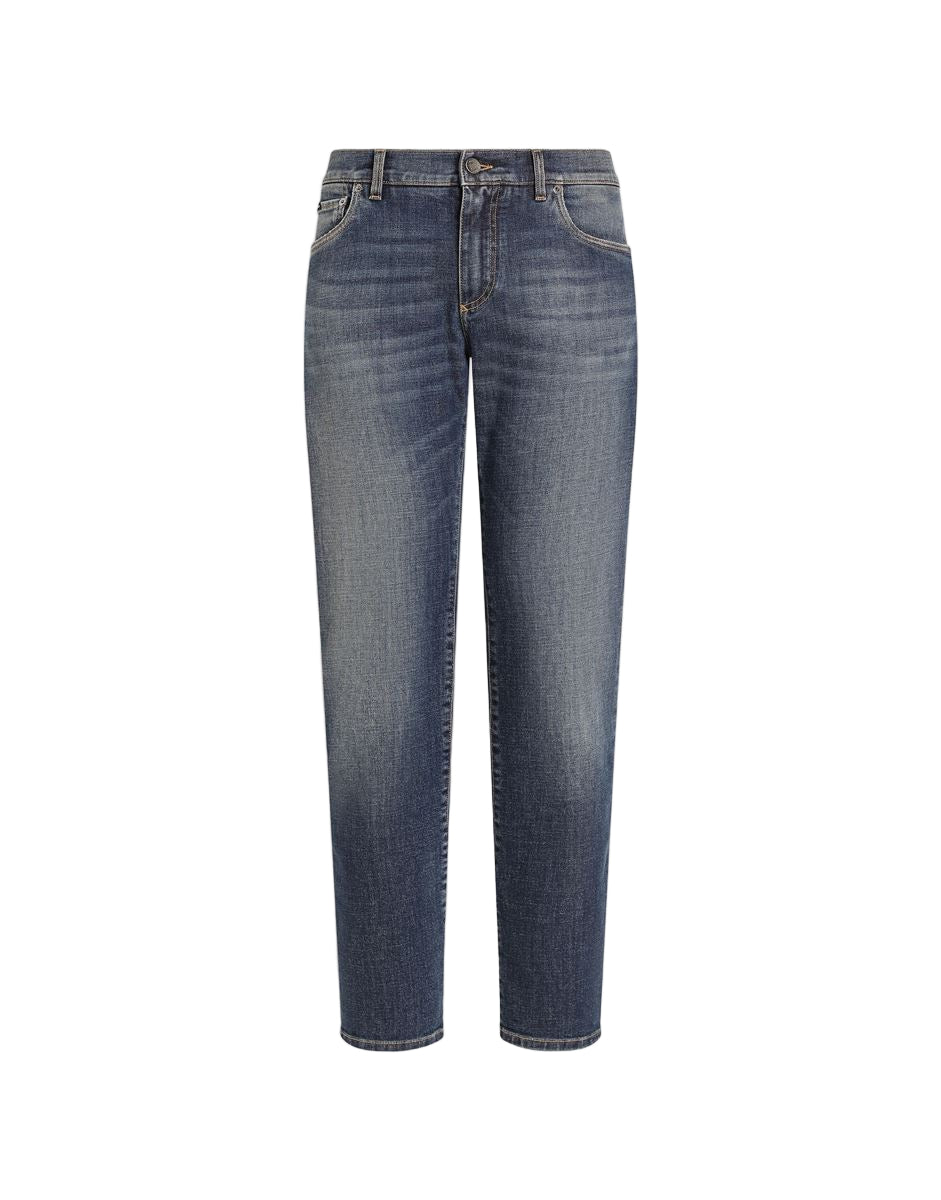 Light blue wash slim-fit stretch jeans-DOLCE & GABBANA-Verso