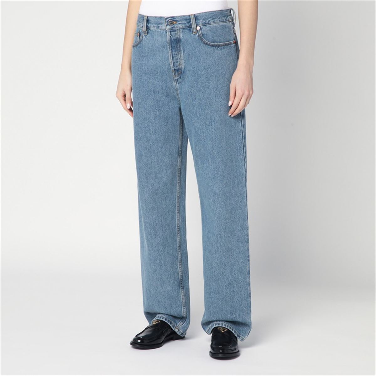 LIGHT BLUE WIDE-LEG JEANS - GUCCI - Verso