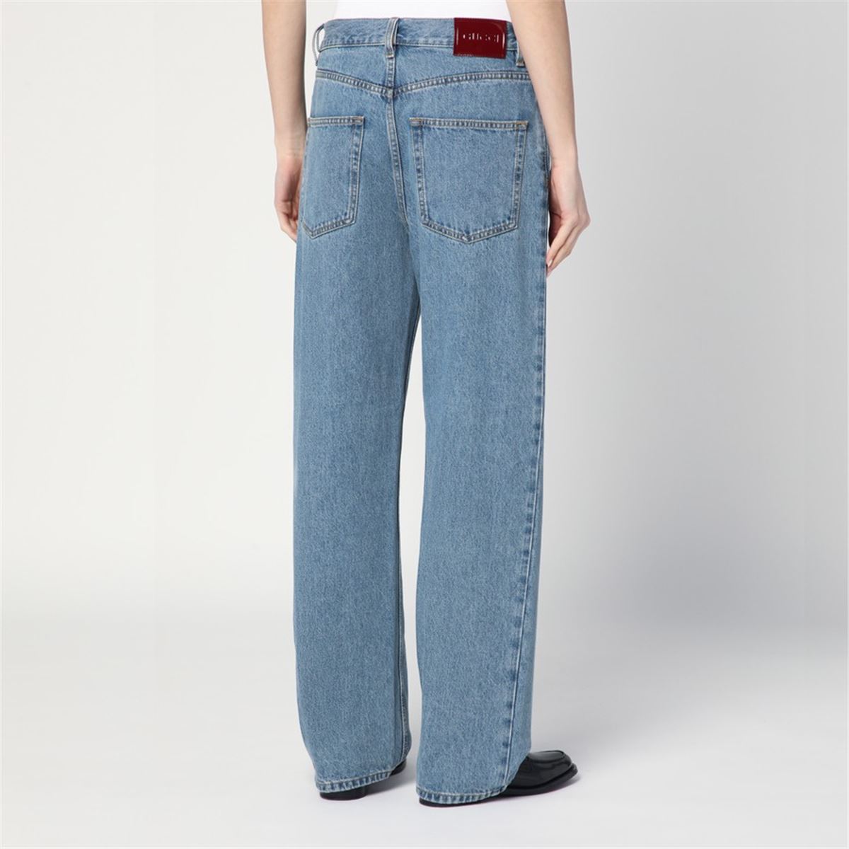 LIGHT BLUE WIDE-LEG JEANS - GUCCI - Verso