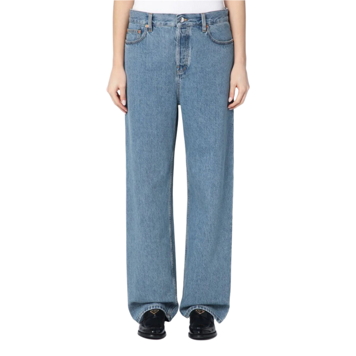 LIGHT BLUE WIDE-LEG JEANS - GUCCI - Verso