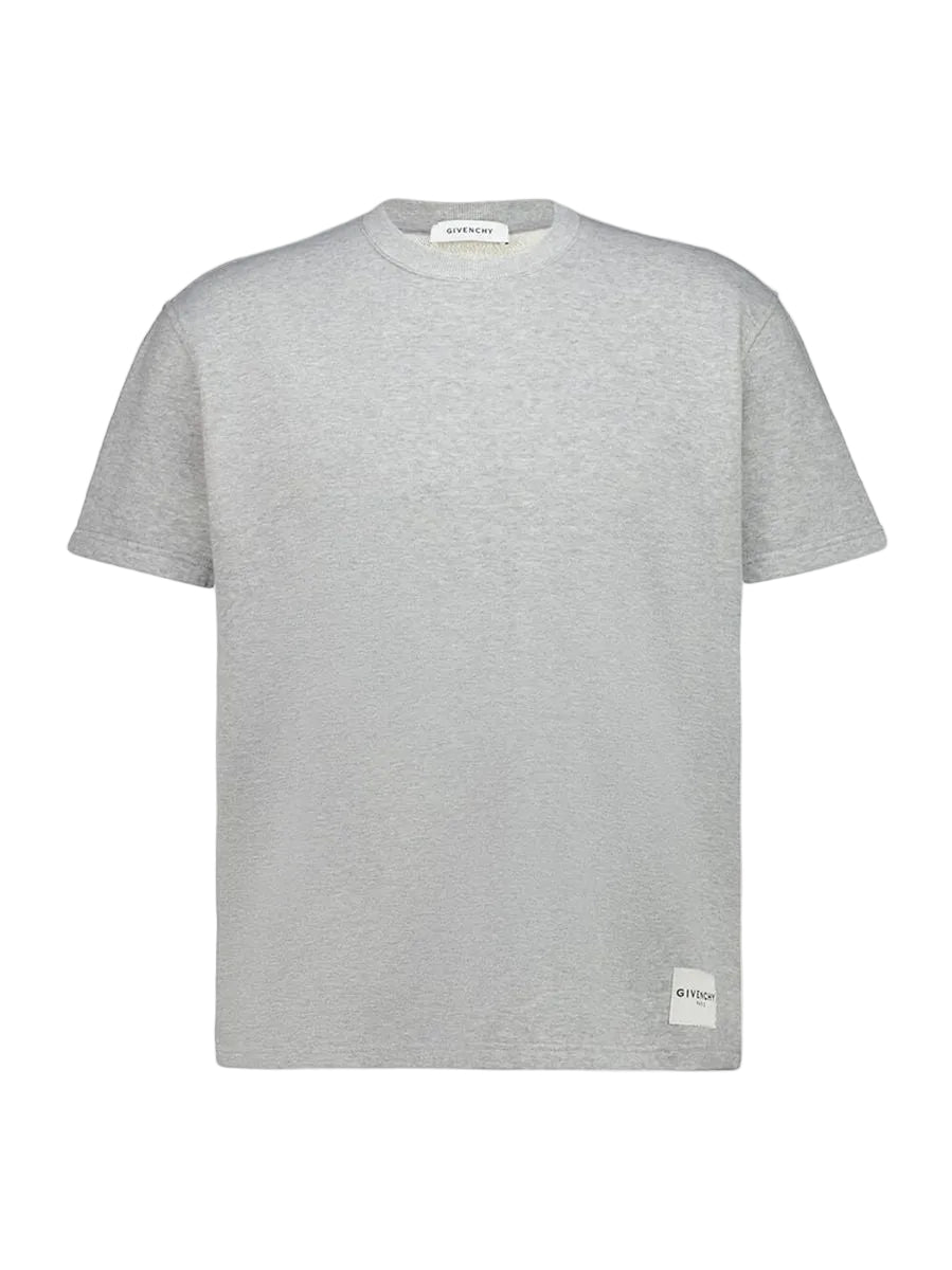 Light grey cotton t-shirt with logo patch-GIVENCHY-Verso