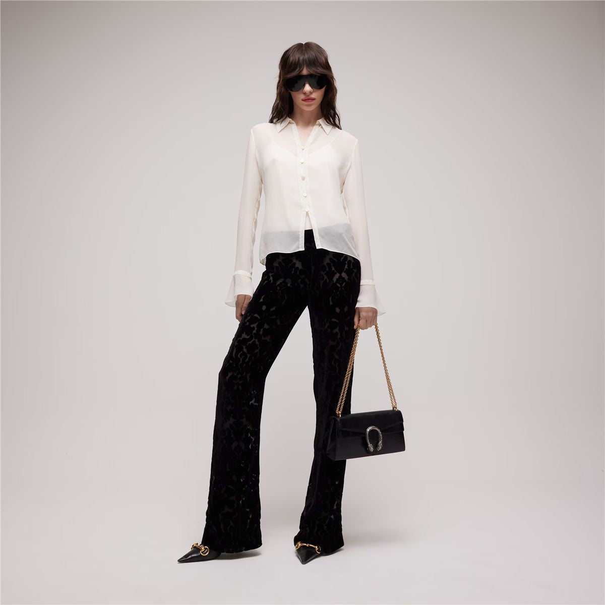 Light silk georgette shirt-GUCCI-Verso