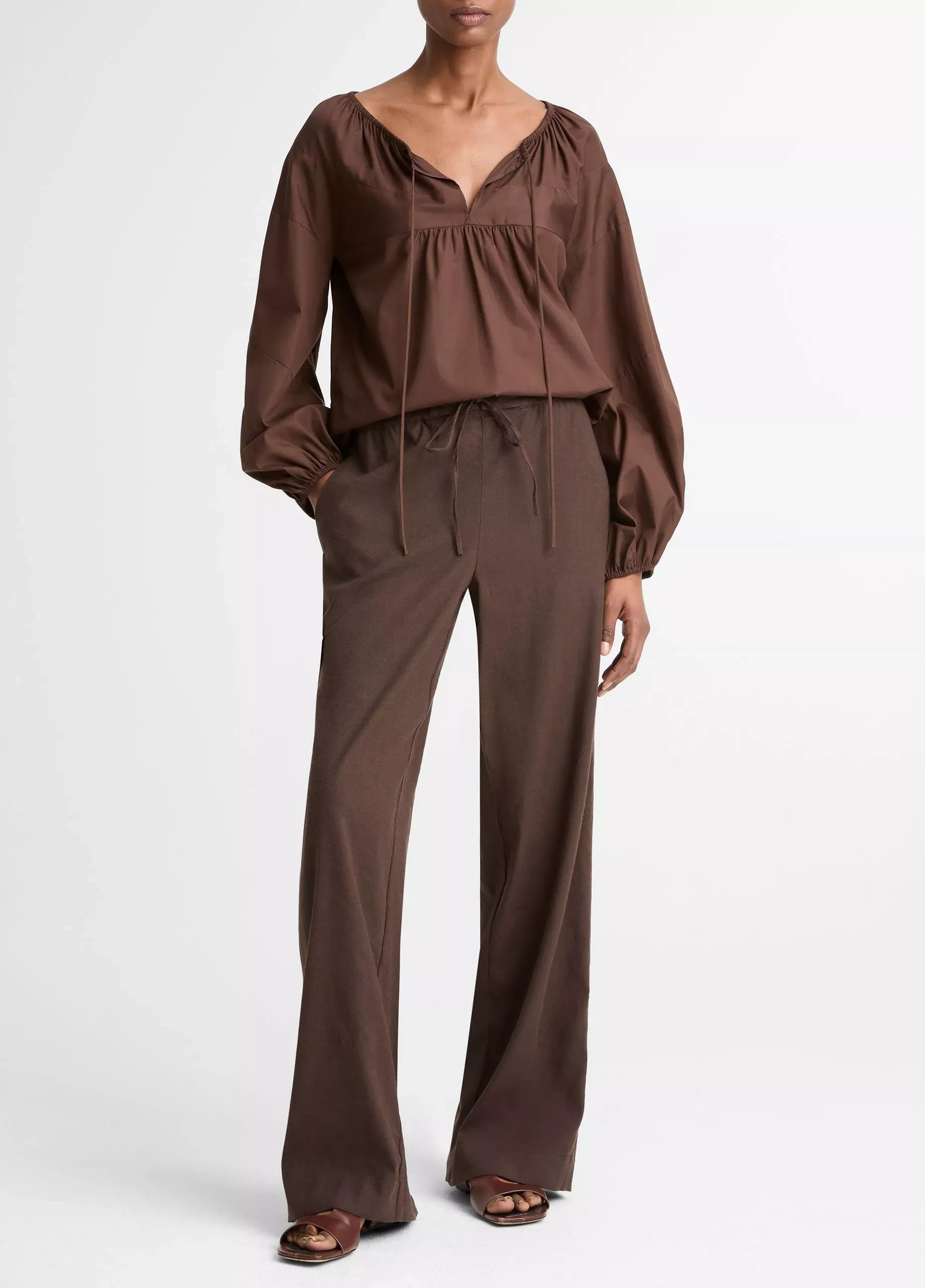 Linen-blend drawstring pant-VINCE-Verso
