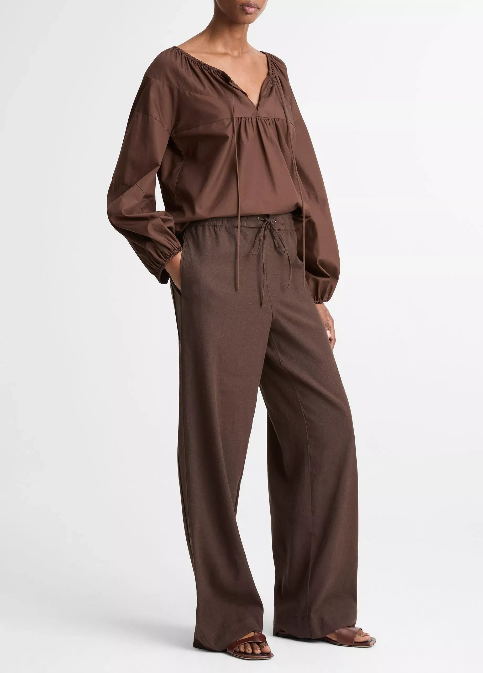 Linen-blend drawstring pant-VINCE-Verso