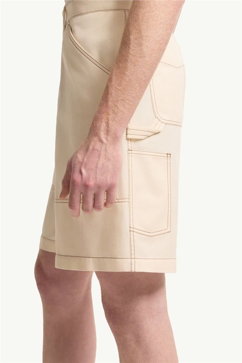 Linen & Cotton Gabardine Cargo Shorts-MONCLER-Verso