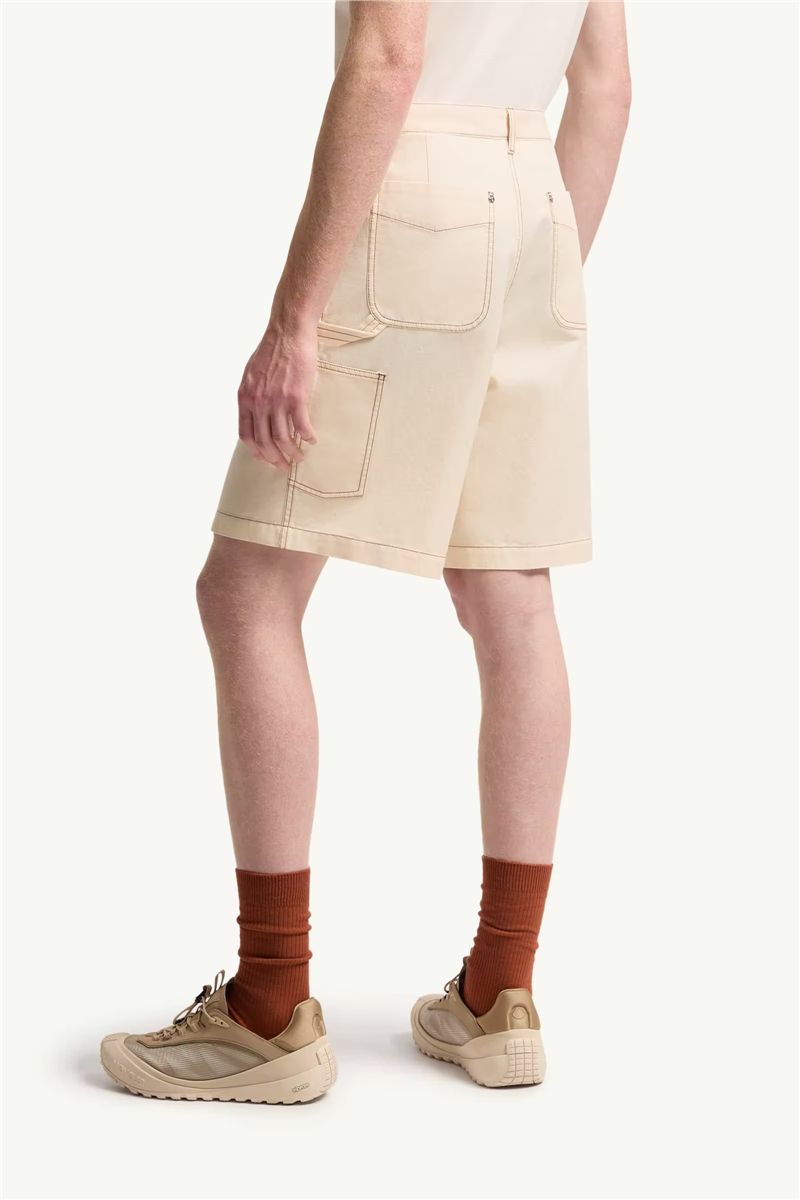 Linen & Cotton Gabardine Cargo Shorts-MONCLER-Verso