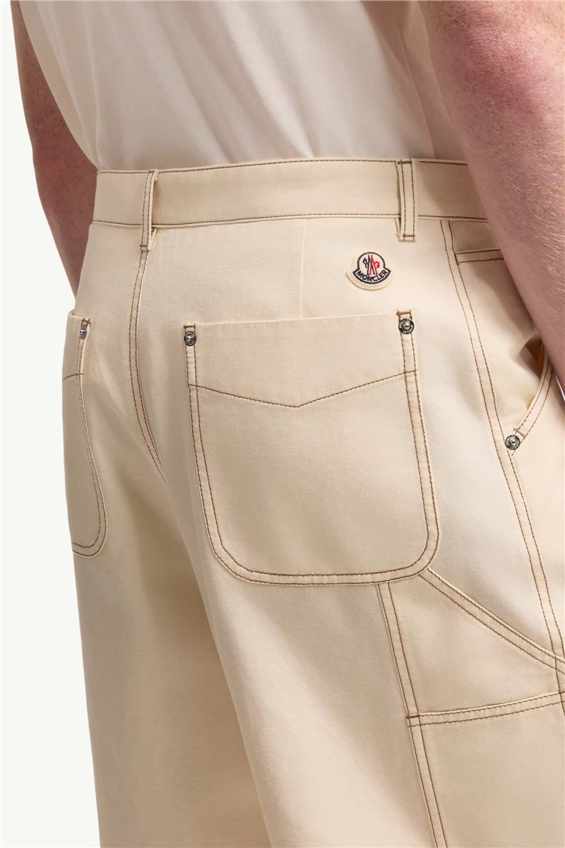 Linen & Cotton Gabardine Cargo Shorts-MONCLER-Verso
