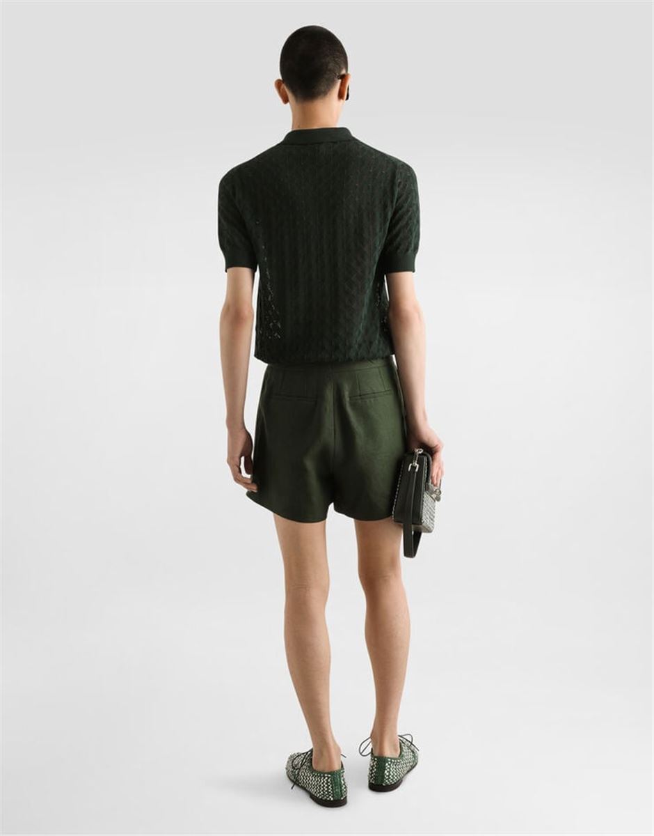 LINEN FABRIC SHORTS WITH DOUBLE DARTS - DOLCE & GABBANA - Verso