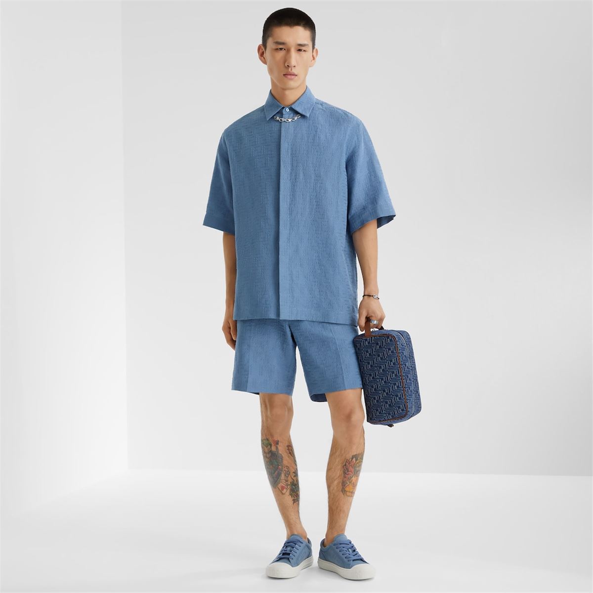 LINEN FF JACQUARD SHIRT-FENDI-Verso