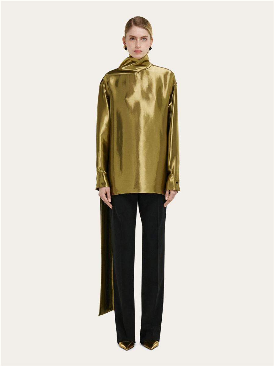 Liquid lamé blouse-FERRAGAMO-Verso