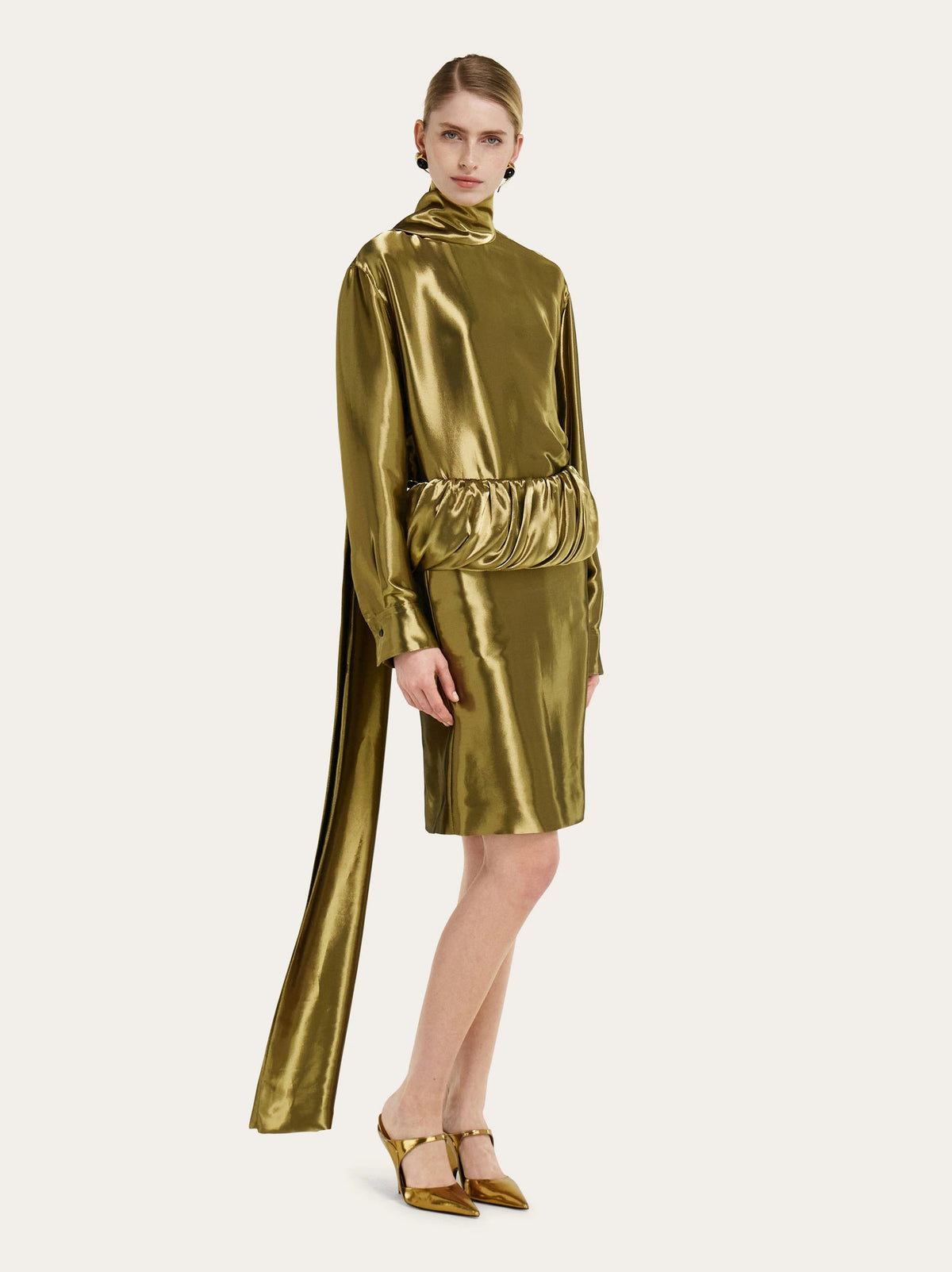 Liquid lamé skirt-FERRAGAMO-Verso