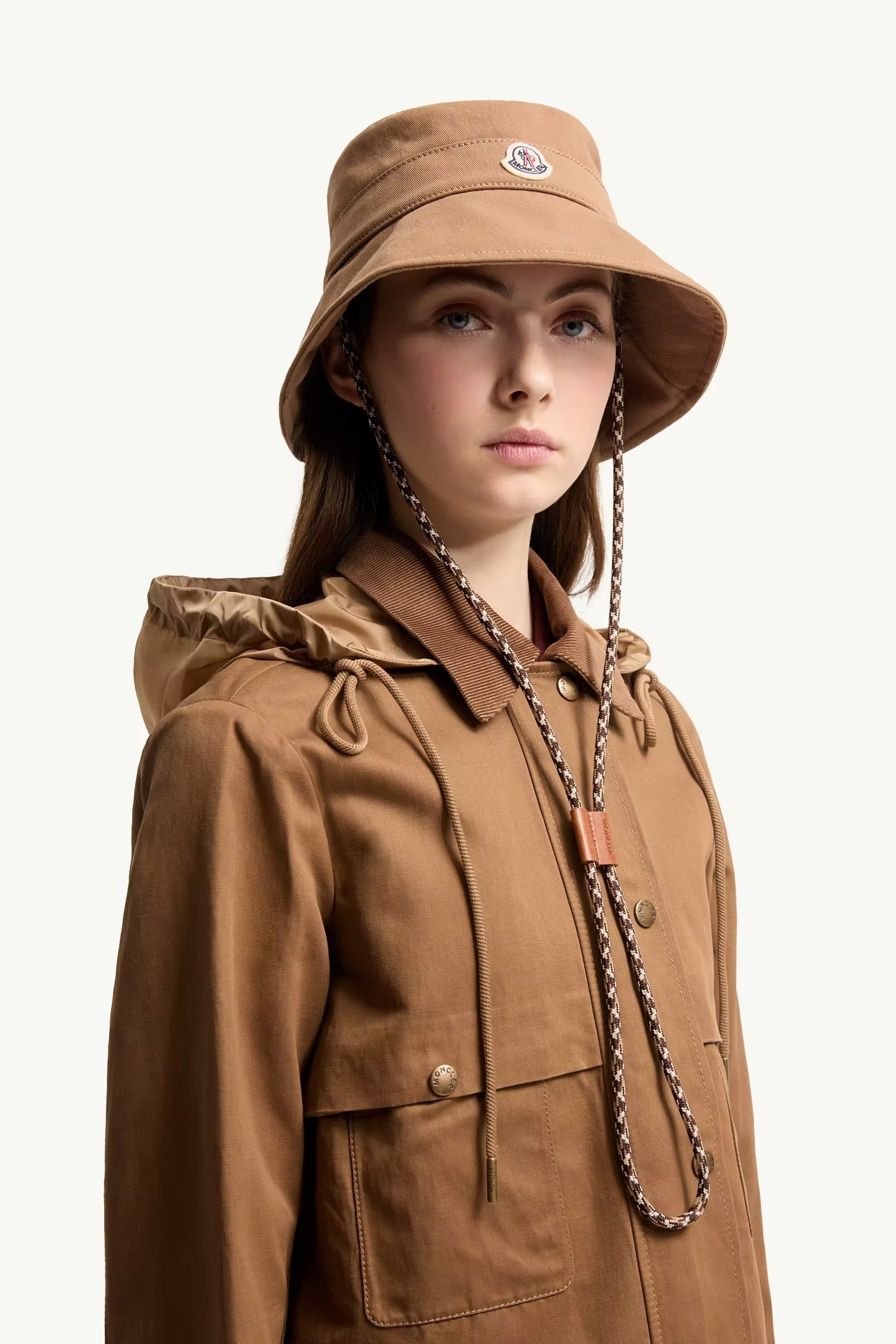 Logo Cotton Gabardine Bucket Hat-MONCLER-Verso
