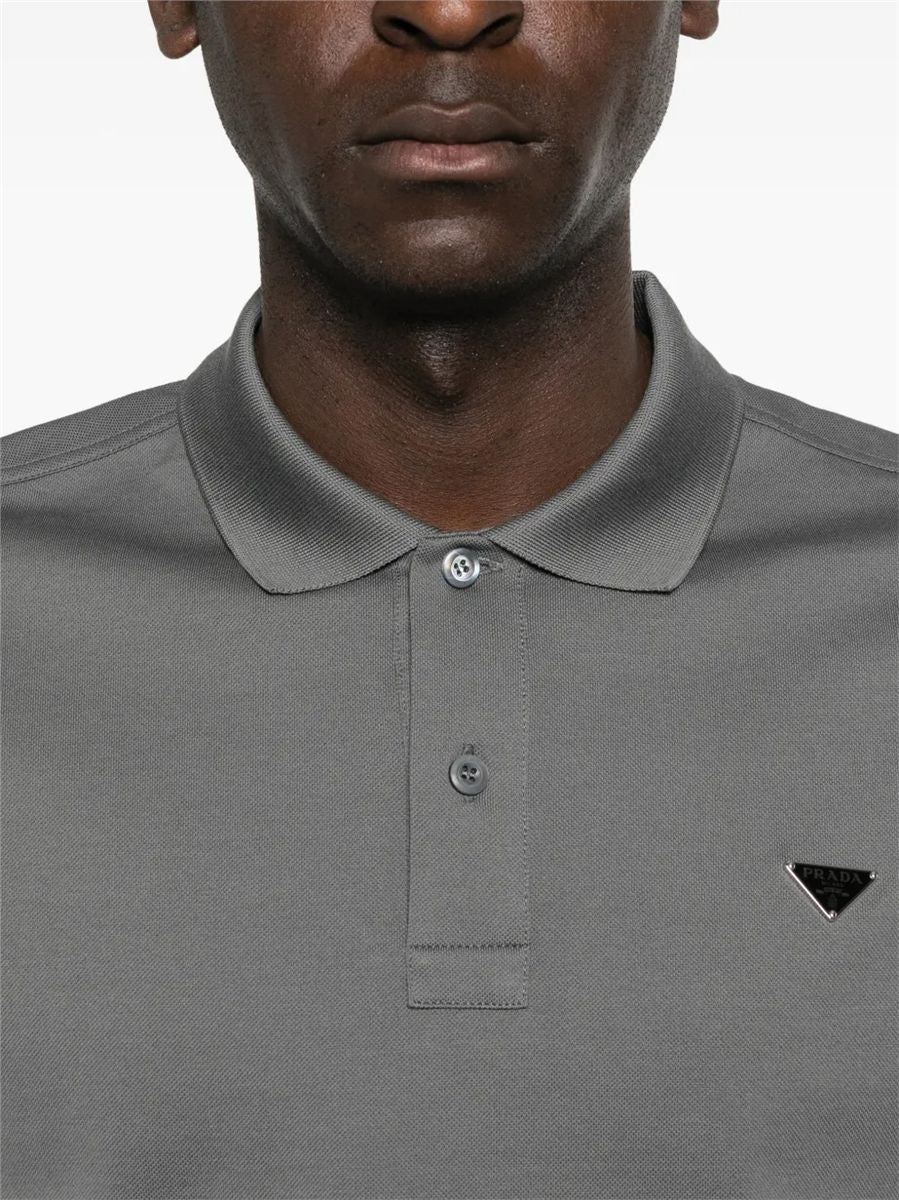 Logo-detail polo shirt-PRADA-Verso