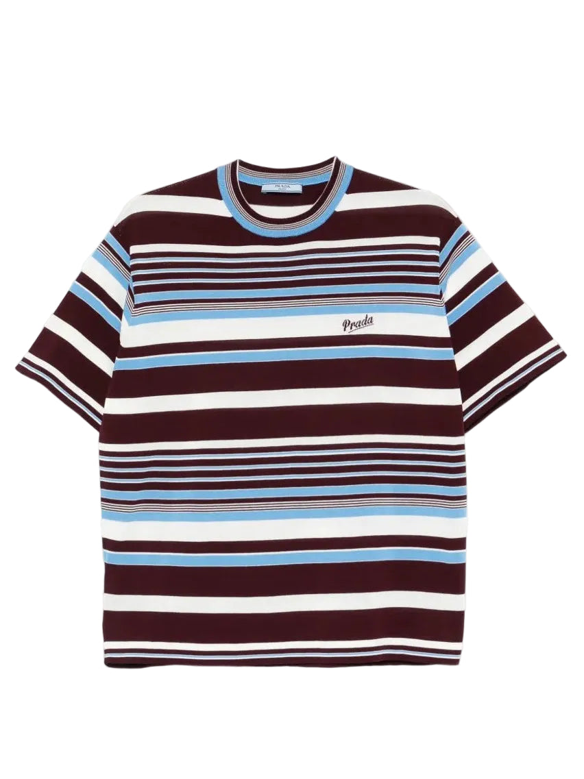 Logo-detail Striped T-shirt-PRADA-Verso