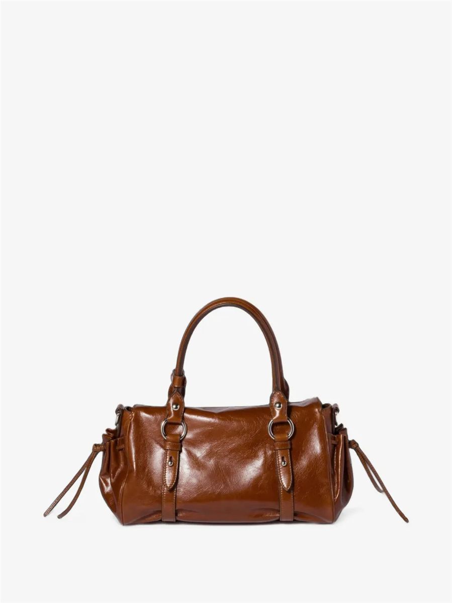 Logo-embossed leather tote bag-MIU MIU-Verso